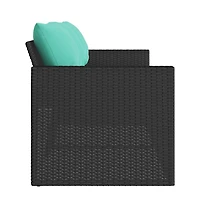 vidaXL Garden Sofa Black with blue cushions Pe rattan Medium
