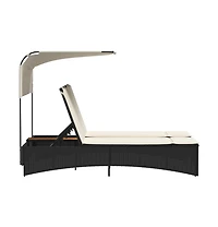 vidaXL Patio Double Sun Lounger Black Pe rattan Double