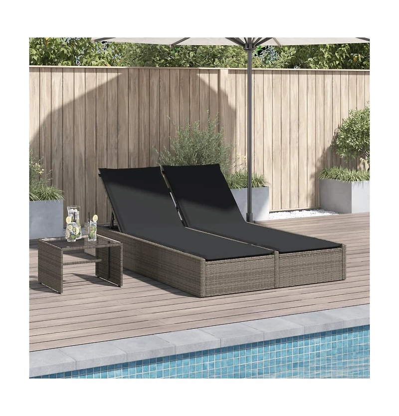 vidaXL Double Sun Lounger Gray
