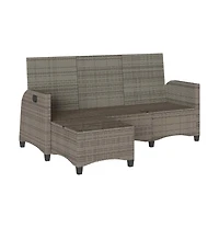 vidaXL Reclining Garden Sofa Gray Poly Rattan 3-Seater