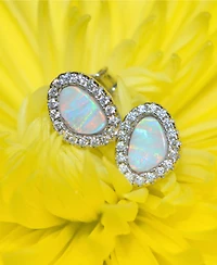 Kamaria Pebble Stud Earrings With Lab-Grown Opal in Sterling Silver
