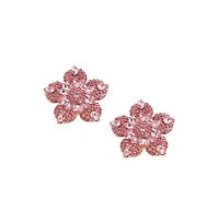 Sohi Women's Pink Embellished Flower Stud Earrings