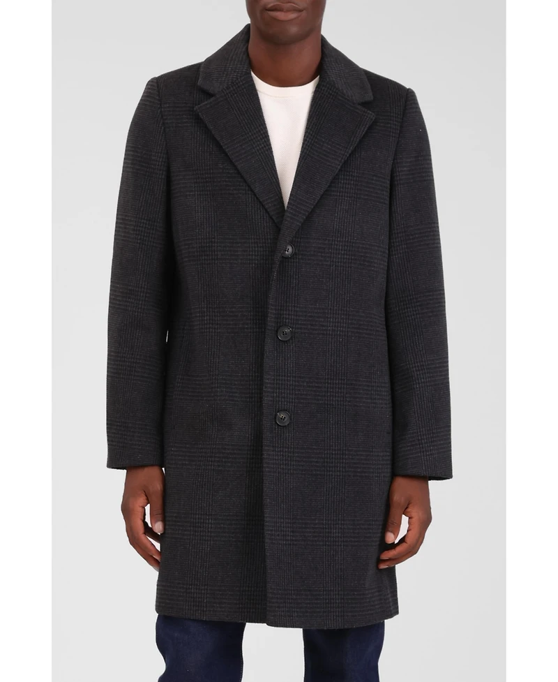 Bagatelle Homme Men's Houndstooth Faux Wool Top Coat
