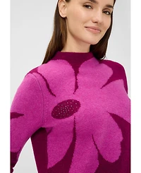 Olsen Floral Intarsia Mock Neck Sweater