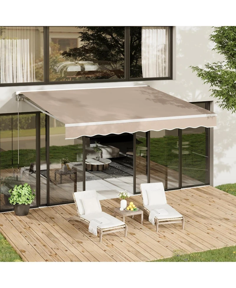 Aecojoy 13'x10' Manual Retractable Awning Sun Shade, Patio Canopy