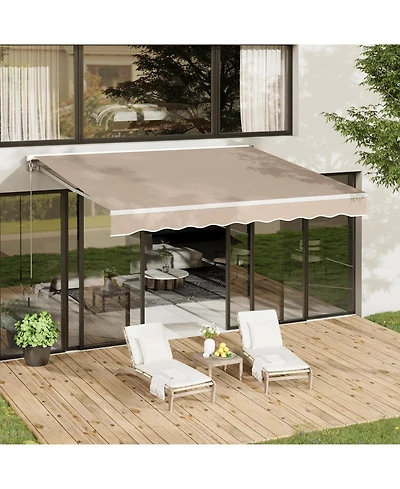 Aecojoy 13'x10' Manual Retractable Awning Sun Shade, Patio Canopy