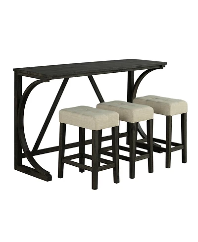 Boyel Living 4-Piece Bar Table and Chairs Set Tall Dining Table with Upholstered Bar Stool for Living Room Kitchen