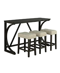Boyel Living 4-Piece Bar Table and Chairs Set Tall Dining Table with Upholstered Bar Stool for Living Room Kitchen