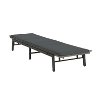 Sun Lounger Grey Pe Rattan, Powder-Coated Steel Adjustable