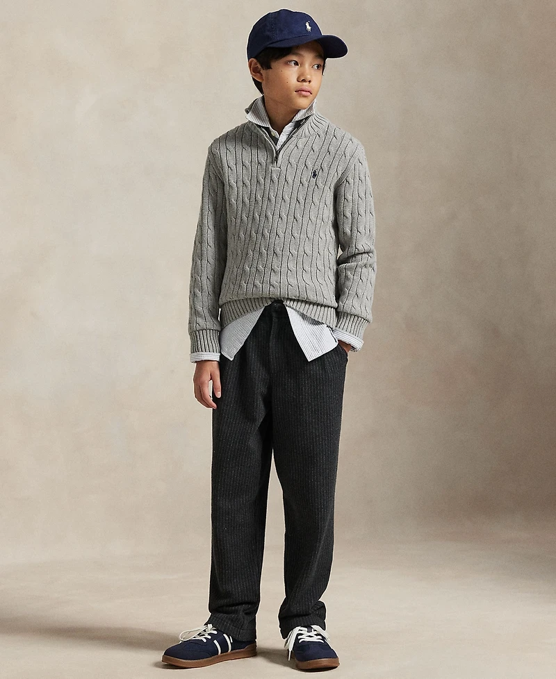Polo Ralph Lauren Big Boys Cable-Knit Cotton Quarter-Zip Sweater