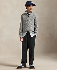 Polo Ralph Lauren Big Boys Cable-Knit Cotton Quarter-Zip Sweater