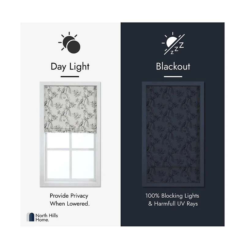 Shadisfy Peacock 100% Blackout Dual Layered Pull-Down Roman Shade for Windows