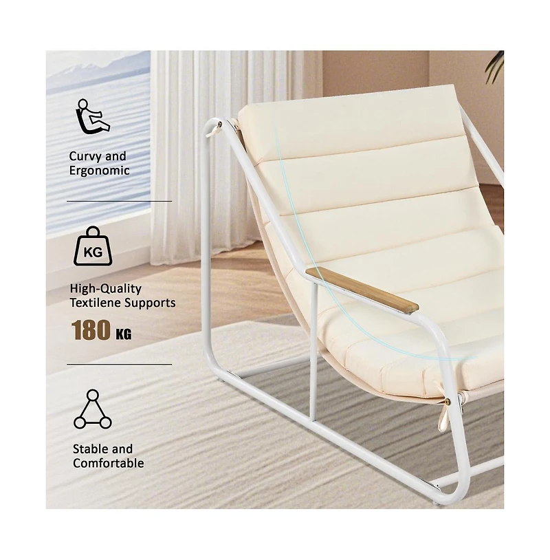 Chic Crate Outdoor Chaise Lounge Chairs Set of 3 with Acacia Side Table, Patio Pool Loungers for Lawn & Deck