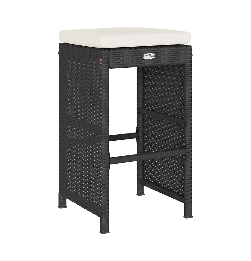 Garden Bar Stool Set of 6 Black, Cream Pe Rattan Compact