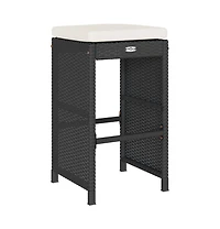 Garden Bar Stool Set of 6 Black, Cream Pe Rattan Compact
