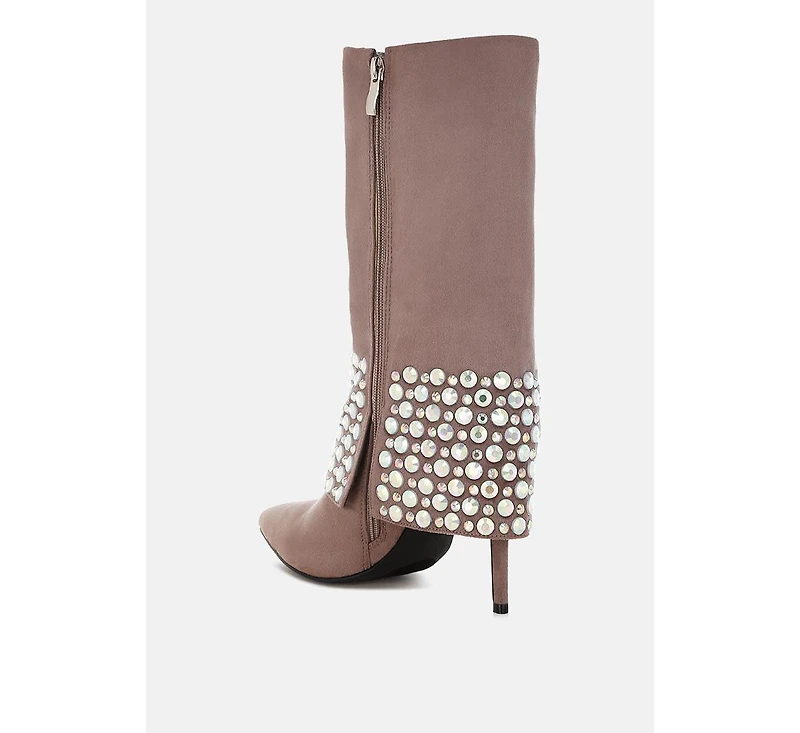 Basso Party Diamante Studded Stiletto Boots Women