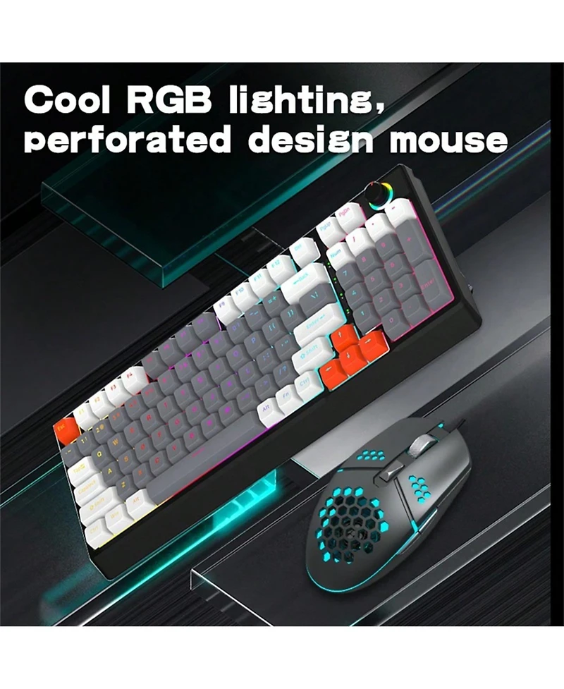 Gaming Keyboard And Mouse Combo, Rgb Lights, Usb Wired Keyboard And Mouse Set, Lightweight And Easy To Use, Mechanical Feeling For PS4 Pc Laptop,Black