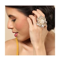 Sohi Women's Gold Metallic Flora Statement Ring