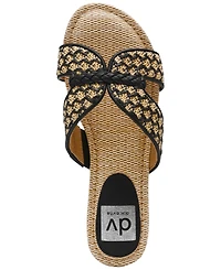Dv Dolce Vita Women's Geeya Raffia Criss Cross Strap Flat Slide Sandals