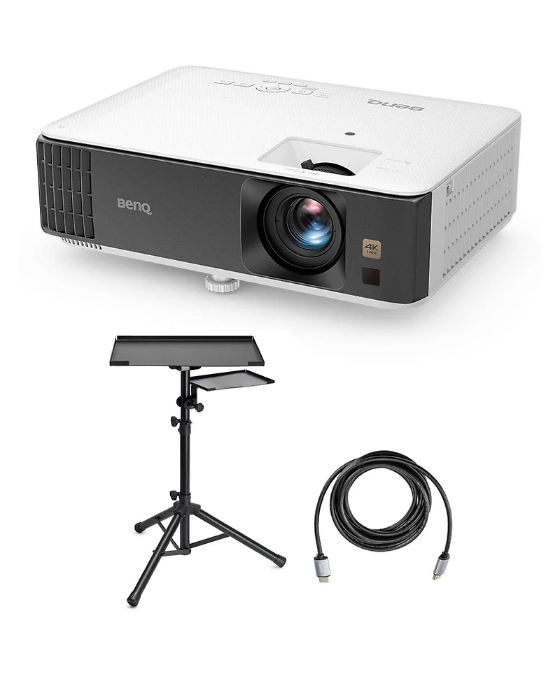 BenQ TK700 4K Hdr 16ms Low Input Lag Gaming Dlp Projector Bundle with Laptop Stand and Accessory Tray, Hdmi 2.0 Cable
