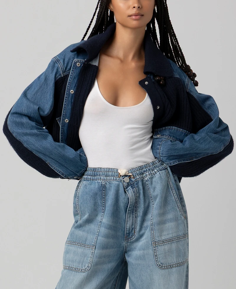 Blank Nyc Women's Mixed Media Long-Sleeve Sweater