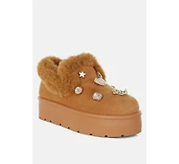 London Rag Zeta Charm Detail Slip On Snow Boots Women