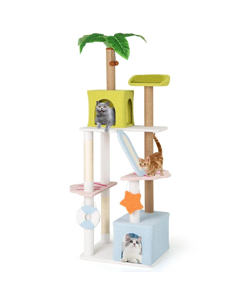 Gymax 71'' Large Cat Tree Multi-level Cat Tower Furniture w/ Scratching Ramp