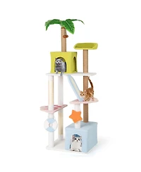 Gymax 71'' Large Cat Tree Multi-level Cat Tower Furniture w/ Scratching Ramp