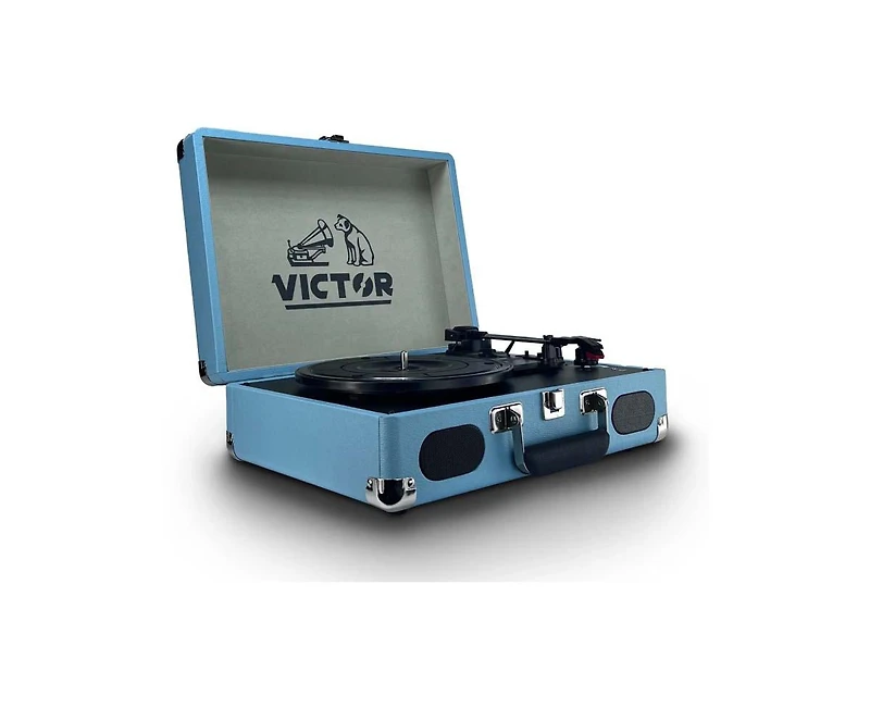 Victor Metro Plus Portable Rechargeable Bluetooth Suitcase Turntable Record Player - Turquoise