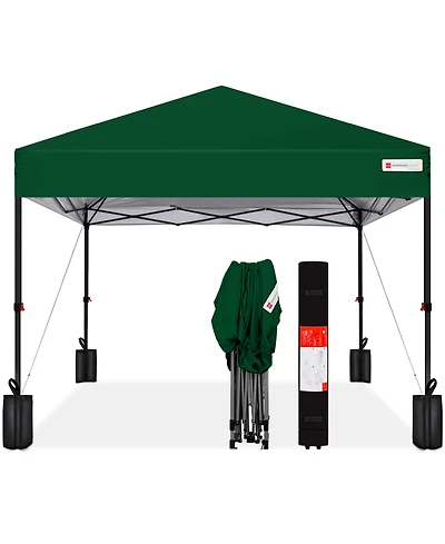 Best Choice Products 12x12ft Easy Setup Pop Up Canopy w/ 1-Button Setup, Wheeled Case, 4 Weight Bags