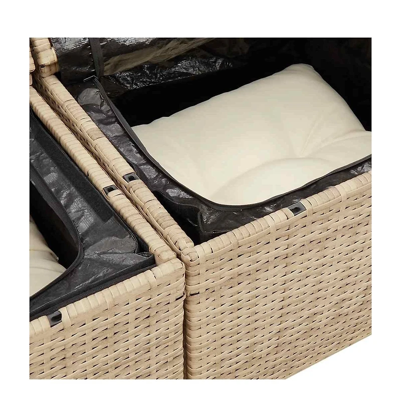 Garden Sofa Beige Poly Rattan Large Modular Garden Sofa