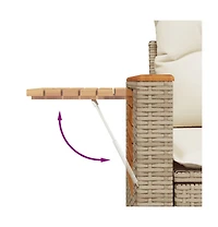 Garden Sofa Beige Pe rattan 2-Seater Foldable Outdoor Sofa