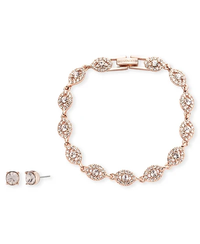 Givenchy Crystal Stone Flex Bracelet and Stud Earrings Set