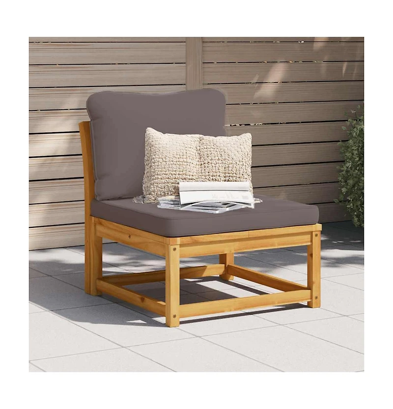 Garden Sofa Dark Grey Solid Acacia Wood, Polyester, Foam Single