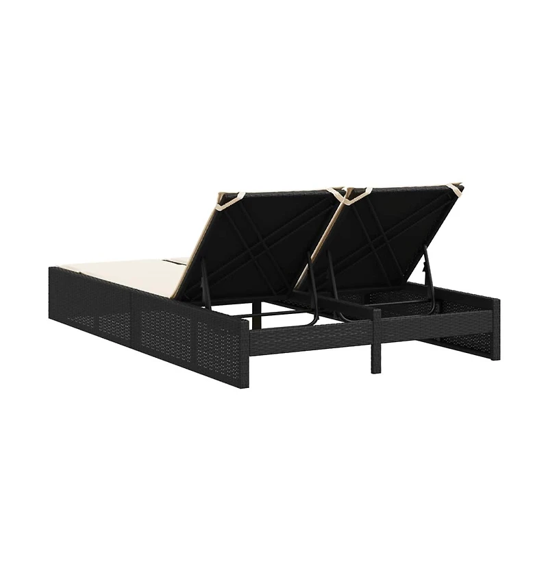 vidaXL Double Sun Lounger Black, Cream White