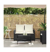 Garden Sofa Black, Cream White Pe Rattan Medium Removable Covers