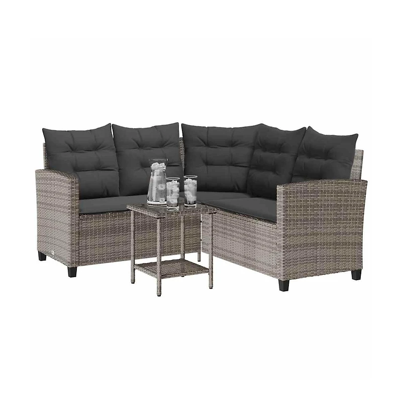 Garden Sofa Gray, Dark Gray Pe rattan Medium Adjustable Feet