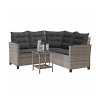 Garden Sofa Gray, Dark Gray Pe rattan Medium Adjustable Feet