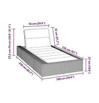 vidaXL Patio Sunbed Grey Pe Rattan Standard Adjustable Armrests