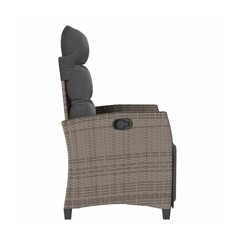 vidaXL Reclining Garden Chair Grey Pe rattan, powder-coated steel Medium