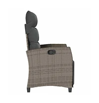vidaXL Reclining Garden Chair Grey Pe rattan, powder-coated steel Medium