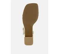 Kazara Faux Leather Block Heels Women