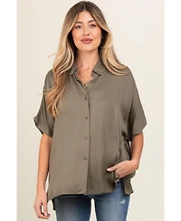 Pinkblush Maternity Brown Dolman Sleeve Button Down Blouse