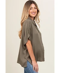 Pinkblush Maternity Brown Dolman Sleeve Button Down Blouse