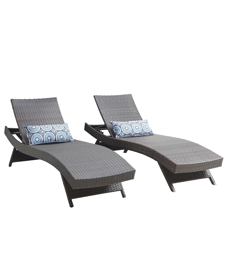 Chic Crate - Waterproof 2-Person Outdoor Chaise Lounge Set, Lightweight Black Patio Furniture - All-Weather Comfort