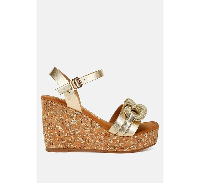London Rag Emelda Chain Link Detail Wedge Sandals Women