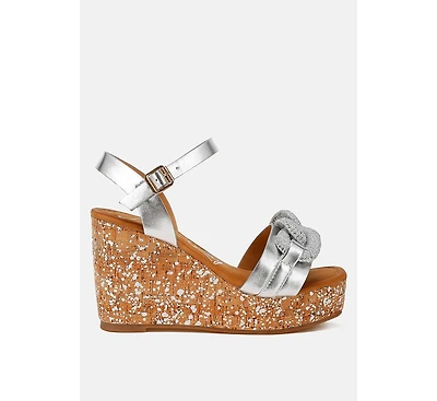 London Rag Emelda Chain Link Detail Wedge Sandals Women