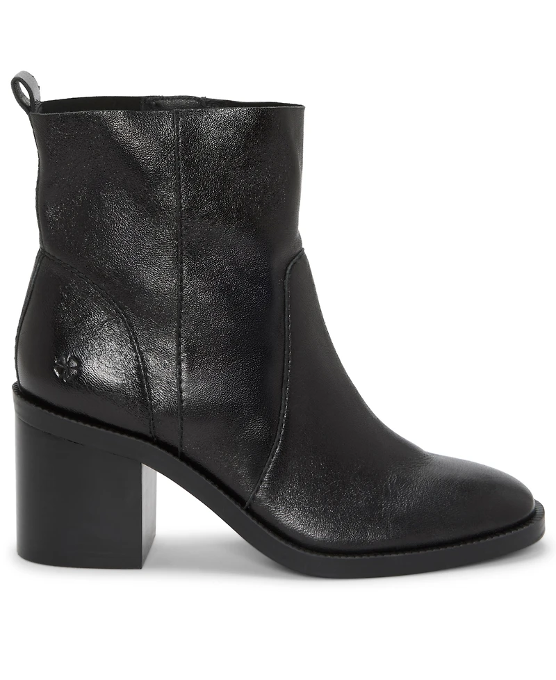 Lucky Brand Women's Alivia Almond Toe Stacked Heel Booties