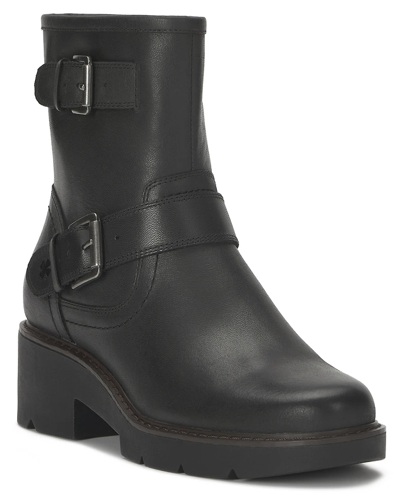 Lucky Brand Women's Migyn Buckle Round Toe Moto Lug Sole Booties