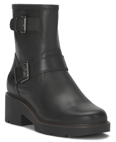 Lucky Brand Women's Migyn Buckle Round Toe Moto Lug Sole Booties
